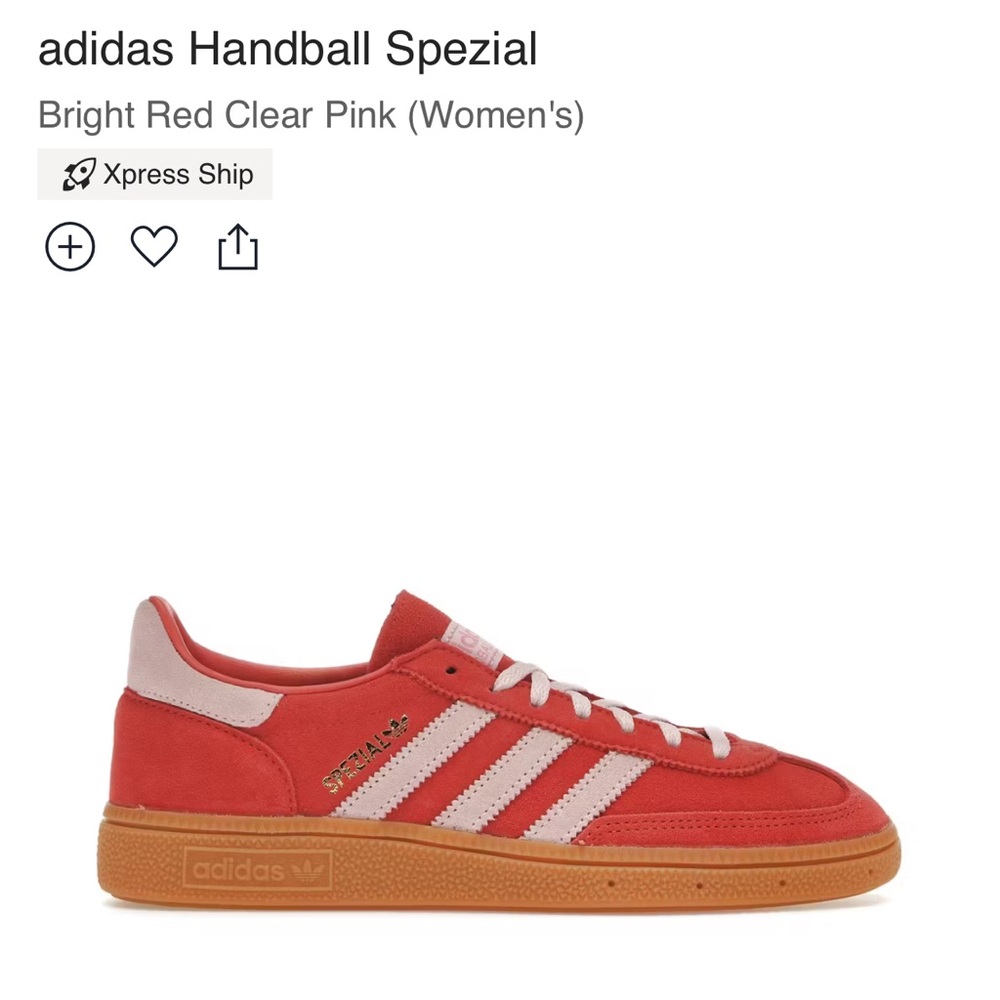Adidas handball spezial in red with pink accents